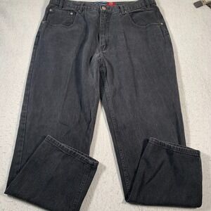 Bugle Boy Jeans Mens 38x39 Black 740 Relaxed Fit Baggy Gold Crest Y2K‎
